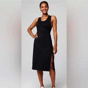 Fabletics Black cloud Sleeveless Midi Tank Dress with Side Slit